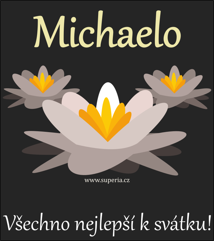 Michaela (19. jen), pn, pnka, gratulace k svtku, jmeninm ke staen na email, mms. Chalka, Mika, Mena, Michala, Michalka, Miule, Michaelka, Mielina, My, Ma
