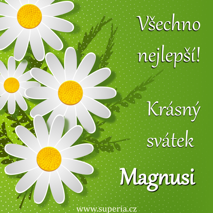 Magnus (6. z), blahopn, pnka, pn k svtku, jmeninm, obrzek s textem. Mag, Magda, Magu, Magda, Magnusek