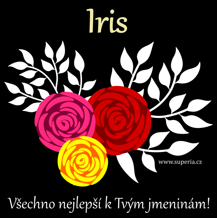 Iris (17. ervence), obrzkov pn, blahopn, gratulace k svtku, jmeninm ke staen na email, mms. Irisineka, Iriska, Irisinuka, Iriseka, Irisinuinka, Irska, Irisinka