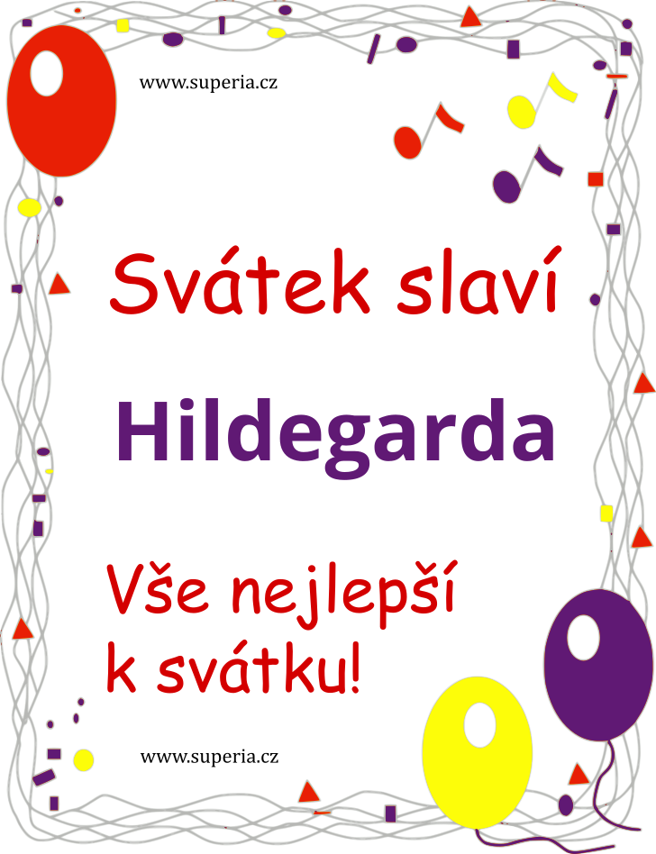 Hildegarda - 17. z 2024, blahopn k svtku, sms pn k jmeninm podle jmen