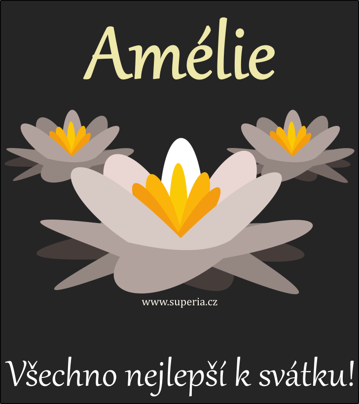 Amlie (10. ervenec), blahopn, gratulace, blahopn k svtku, jmeninm, obrzek s textem. Amlineka, Ameli, Mlka, Amlinka, Mla, Amelinuka, Mlinka, Amelinka, Malinka, Mli, Amelka, Amelineka