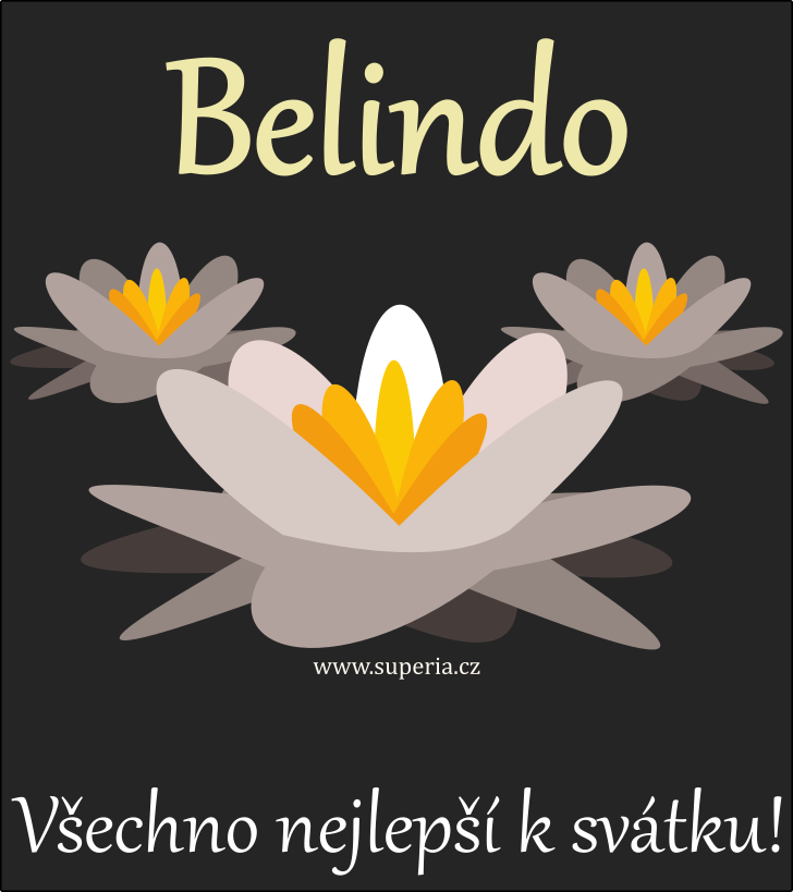 Belinda (13. srpen), blahopn, pn, gratulace k svtku, jmeninm, obrzek s textem. Belindeka, Belinka, Belka, Belinduka, Bela, Beluka