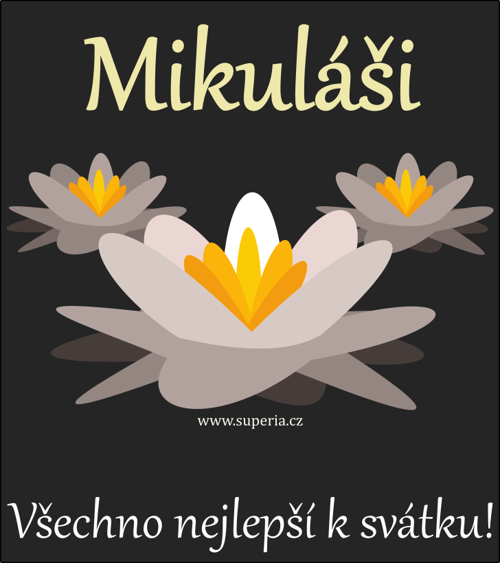 Mikuláš (6. prosinec), blahopřání, přáníčka, blahopřání k svátku, jmeninám, obrázek s textem. Mikulda, Mikulášek, Niky, Mikuš, Miki, Miky, Nikolka, Miška, Mikeš, Mikulka, Mikin, Nik, Mikísek, Mikolka, Mikša
