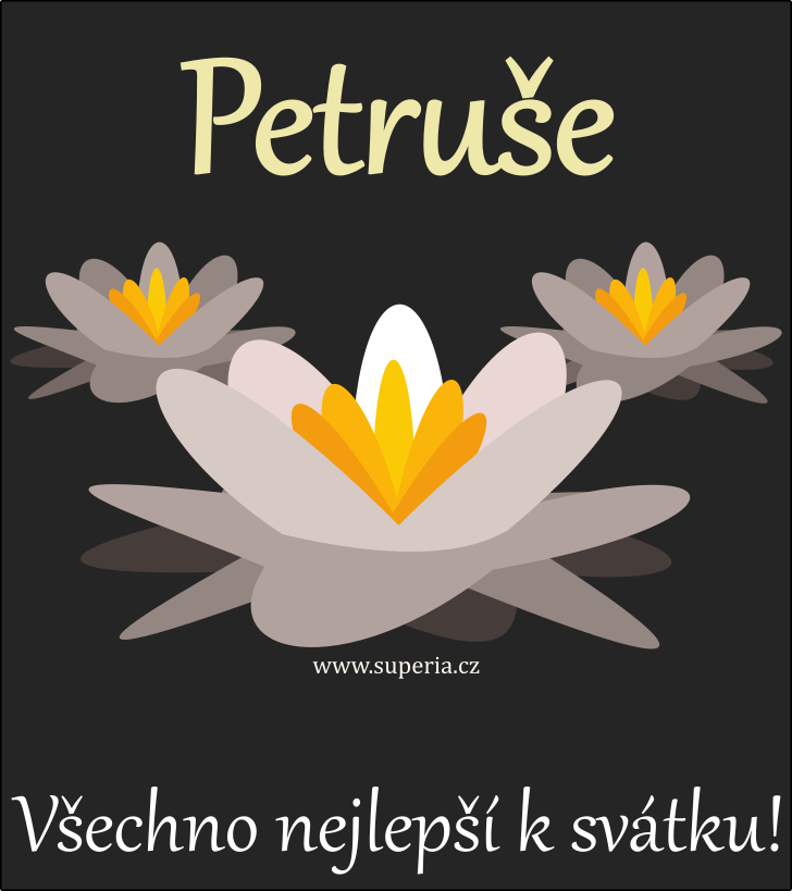 Petruše (17. srpen), blahopřání, přání, gratulace k svátku, jmeninám, obrázek s textem. Péťa, Petra, Petruška, Petrušenka, Peťka, Peťulinka, Peťulka Petruše (17. srpen), blahopřání, přání, gratulace k svátku, jmeninám, obrázek s textem. Péťa, Petra, Petruška, Petrušenka, Peťka, Peťulinka, Peťulka