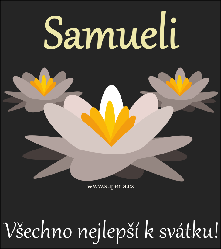 Samuel (1. z), blahopn, blahopn, pnka k svtku, jmeninm, obrzek s textem. Samuelek, Samy, Samek, Sam