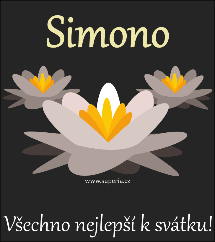 Simona (12. prosinec), blahopn, pnka, pnka k svtku, jmeninm, obrzek s textem. Simuka, Sima, Simonka, Simoneka, Simu, Simi