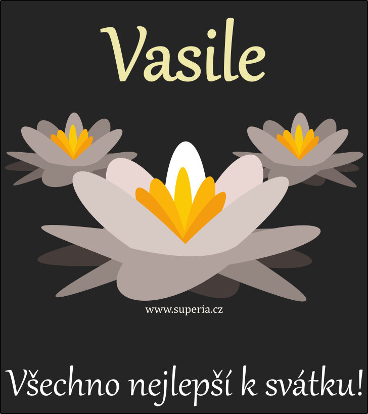 Vasil (2. leden), blahopn, pn, pnka k svtku, jmeninm, obrzek s textem. Vasilek, Vaska, Va