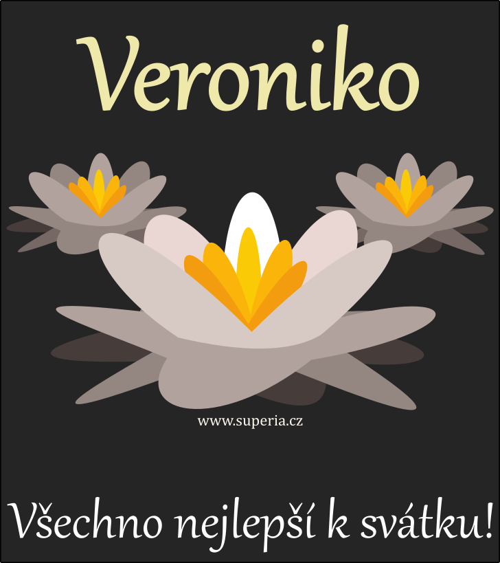 Veronika (7. nor), blahopn, pn, pnka k svtku, jmeninm, obrzek s textem. Veruna, Verona, Veru, Veronika, Vera, tak Nika, Verunka, Verka, Vera, Ronka, Veru, Rona